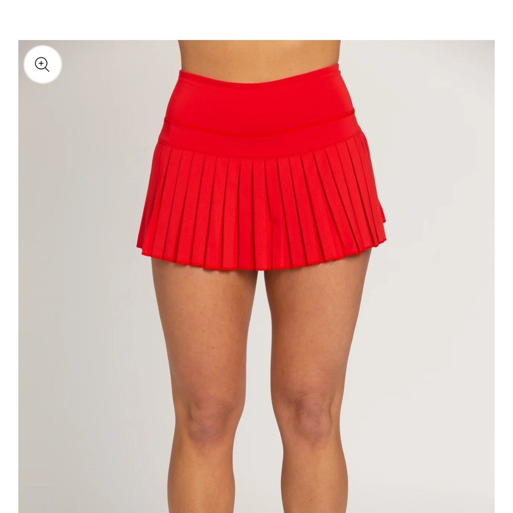 Red Pleated Skater Skirt